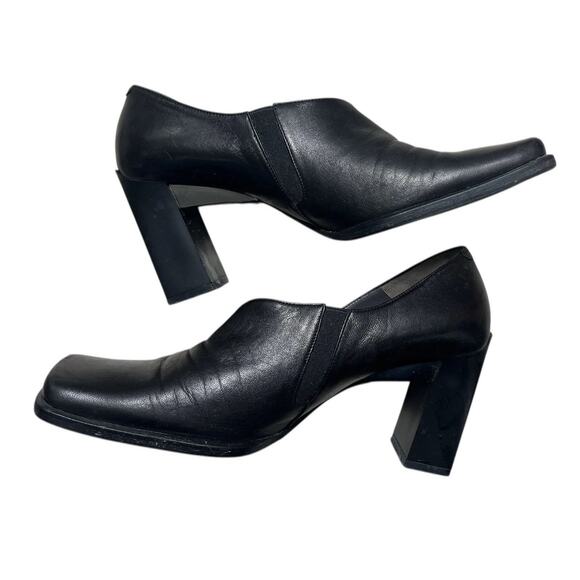 Nando Muzi Shoes - Nando Muzi Shoes Womens Black Leather Square Toe Block Heels 36 6 Italy